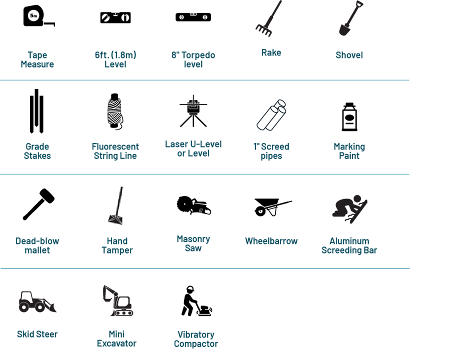 Retaining wall tools and equipment